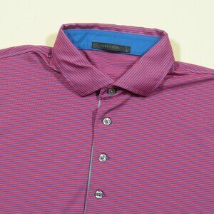 Greyson Striped Jersey Golf Polo Shirt Mens L Red Blue Short Sleeve